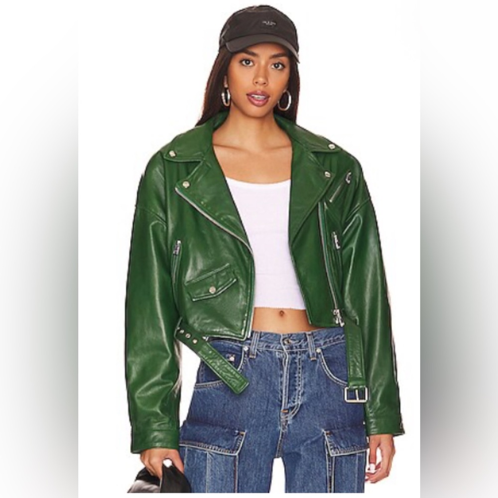 Lamarque Dylan Moto Jacket in Bottle
Green